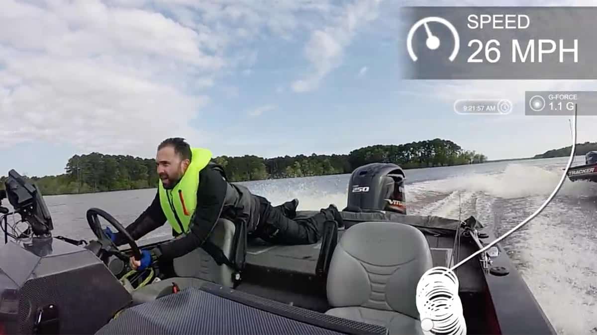 Angler falling out of runaway bass boat